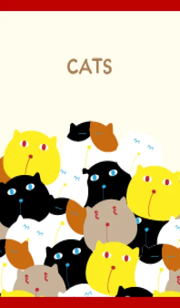 [LINE着せ替え] ねこいっぱい 赤とベージュの画像1
