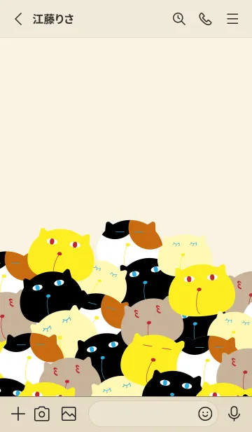 [LINE着せ替え] ねこいっぱい 赤とベージュの画像2