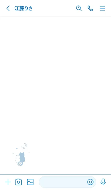 [LINE着せ替え] ネコと月 / 白と水色の画像2