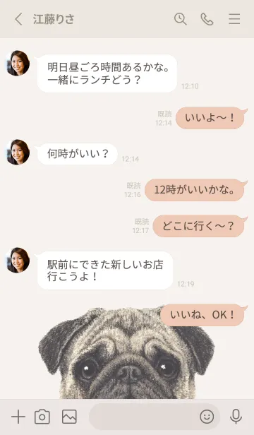 [LINE着せ替え] ICON DOG - パグ - BEIGE/06の画像3