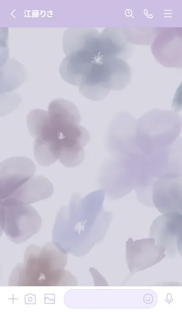 [LINE着せ替え] 大人可愛い水彩パープルフラワーの画像2