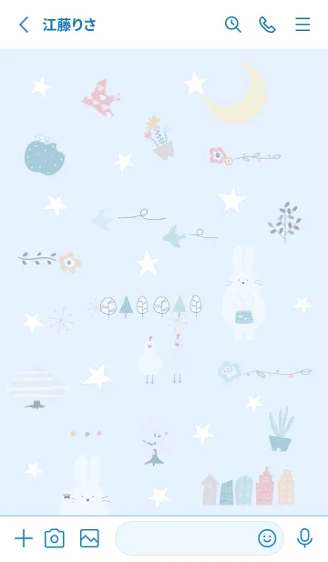 [LINE着せ替え] blue♡うさぎと星16_1の画像2