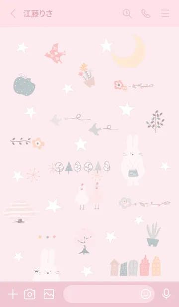 [LINE着せ替え] pink♡うさぎと星10_1の画像2