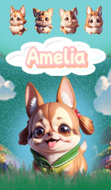 [LINE着せ替え] Amelia Chihuahua Beige04の画像1