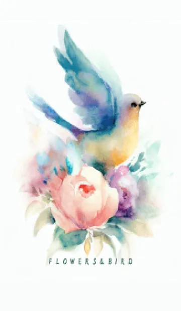 [LINE着せ替え] FLOWERS&BIRD-BLUE-2の画像1