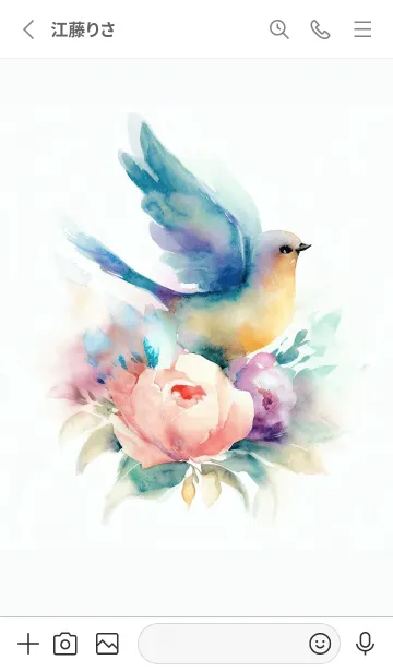 [LINE着せ替え] FLOWERS&BIRD-BLUE-2の画像2