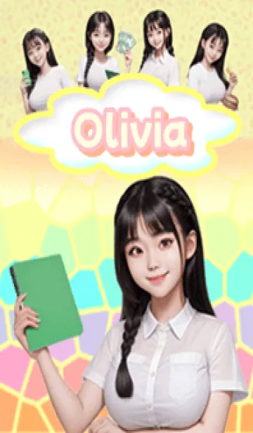 [LINE着せ替え] Olivia beautiful girl student yellow05の画像1