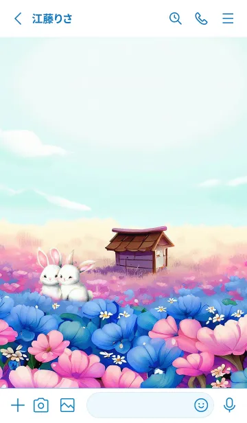 [LINE着せ替え] little rabbit in the land of flowersの画像2