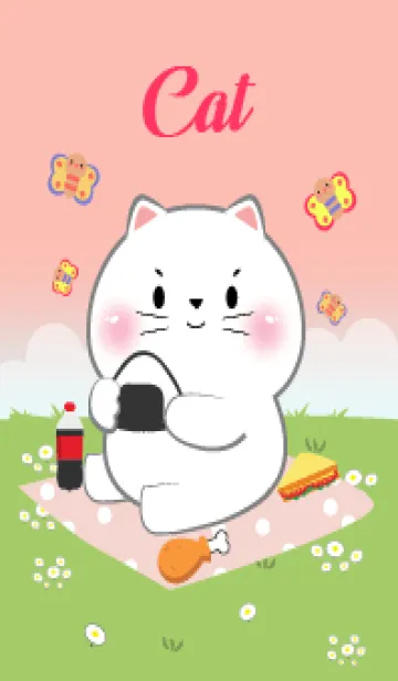 [LINE着せ替え] White Cat Love Picnic Theme (JP)の画像1