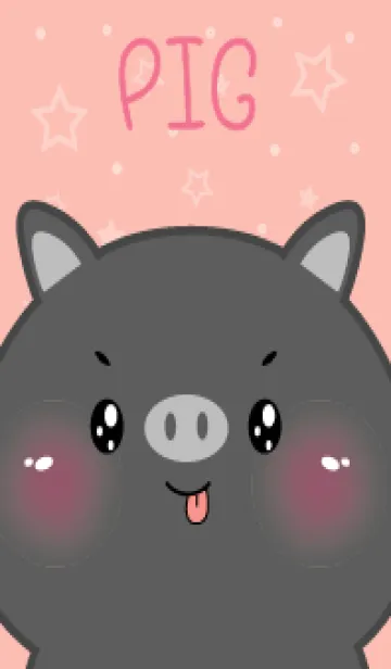 [LINE着せ替え] Simple Cute Face Blaak  Pig (JP)の画像1