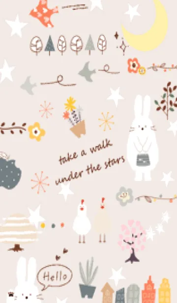 [LINE着せ替え] pinkbrown♡うさぎと星08_1の画像1