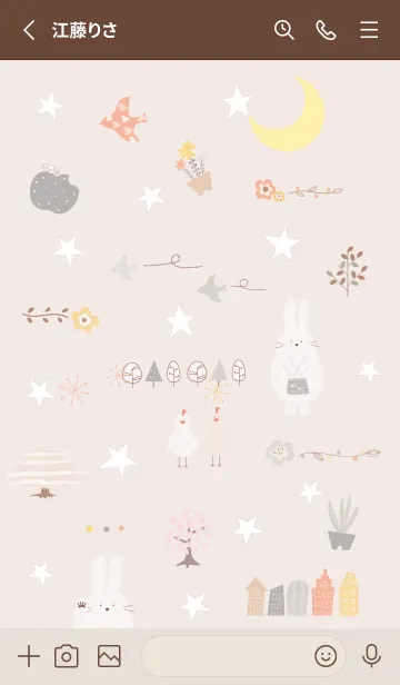 [LINE着せ替え] pinkbrown♡うさぎと星08_1の画像2
