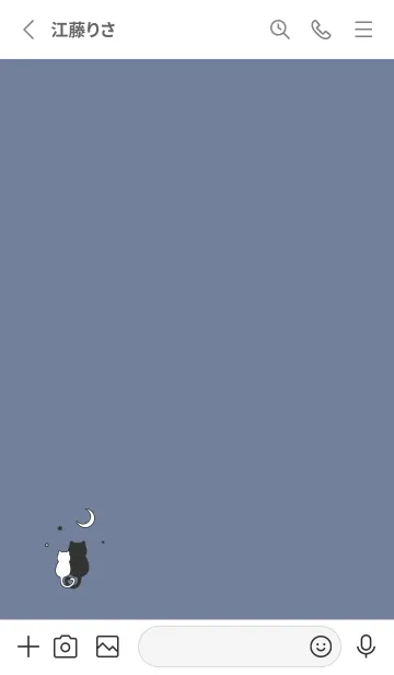 [LINE着せ替え] ネコと月 / 白とグレーブルーの画像2