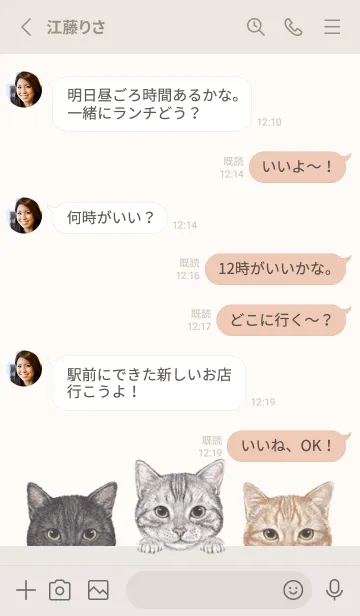 [LINE着せ替え] 猫 - アメショ - ベージュの画像3