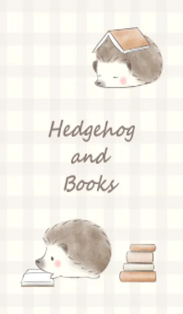 [LINE着せ替え] ハリネズミと本 -ブラウン- チェック 2の画像1