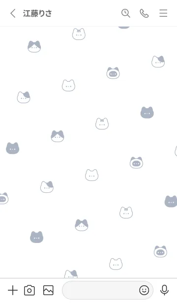 [LINE着せ替え] ゆるいねこ / 白とグレーブルーの画像2