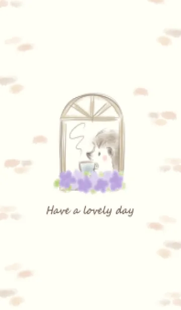 [LINE着せ替え] 窓辺のハリネズミ -パープル-の画像1