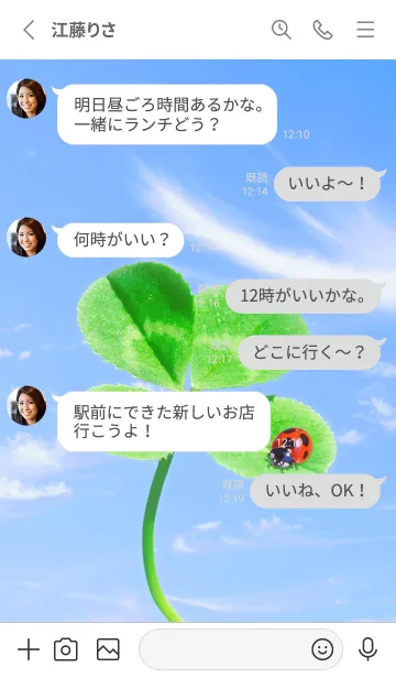 [LINE着せ替え] 四つ葉のクローバーとテントウムシ #10-10の画像3