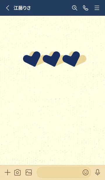 [LINE着せ替え] 3つのハート型の着せかえ 紺青の画像2