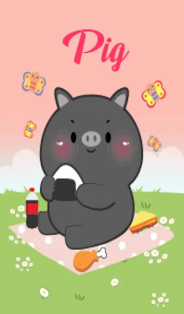 [LINE着せ替え] Black Pig Love Picnic Theme (JP)の画像1