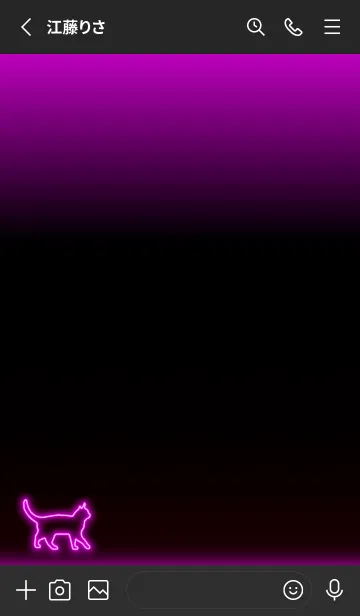 [LINE着せ替え] シンプルな猫ネオン :ブラックピンクの画像2