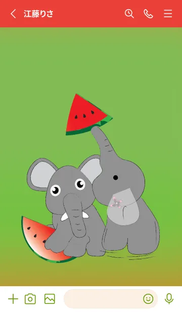 [LINE着せ替え] Elephant and watermelon theme (JP)の画像2