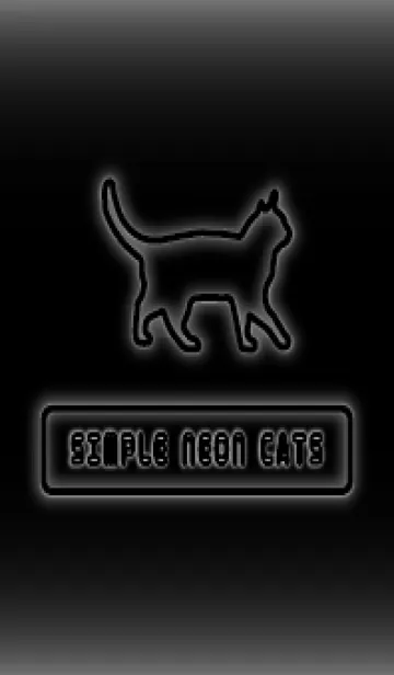 [LINE着せ替え] シンプルな猫ネオン :ホワイトブラックの画像1