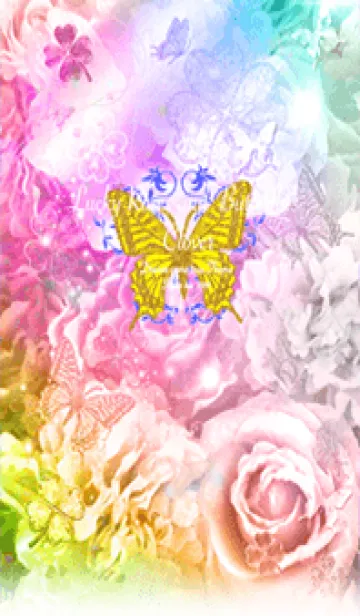 [LINE着せ替え] 運気を最強にする着替え虹色バラと蝶の画像1