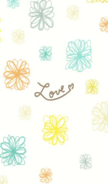 [LINE着せ替え] 手書きの花 グリーンとイエロー14の画像1