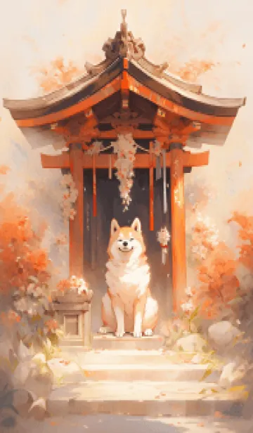 [LINE着せ替え] かわいい柴犬と彼の小さな神社の画像1