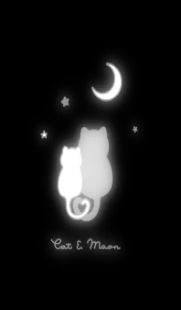 [LINE着せ替え] ネコと月 / 黒の画像1
