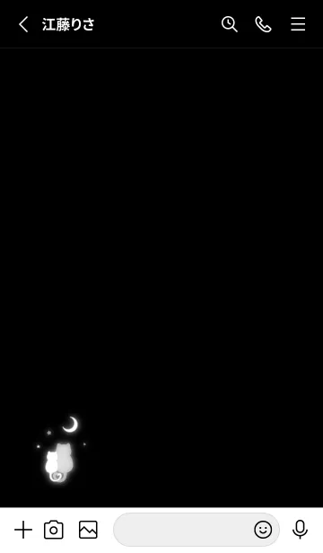 [LINE着せ替え] ネコと月 / 黒の画像2