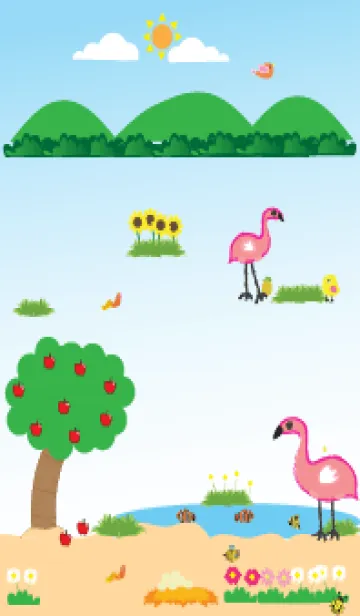 [LINE着せ替え] Simple cute flamingo theme v.4 (JP)の画像1