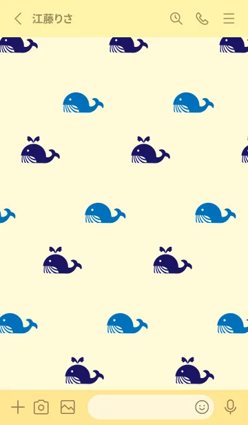 [LINE着せ替え] かわいいクジラ 薄い黄色の画像2