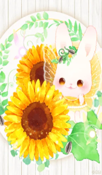 [LINE着せ替え] 運気アップ♪向日葵とうさぎの妖精の画像1