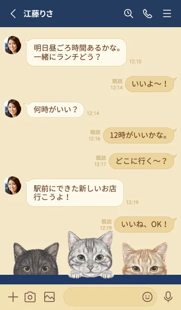 [LINE着せ替え] 猫 - アメショ - 紺色の画像3