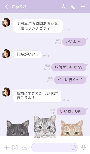 [LINE着せ替え] 猫 - アメショ - 藤 むらさきの画像3