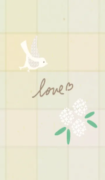 [LINE着せ替え] チェック柄 鳥と花26の画像1