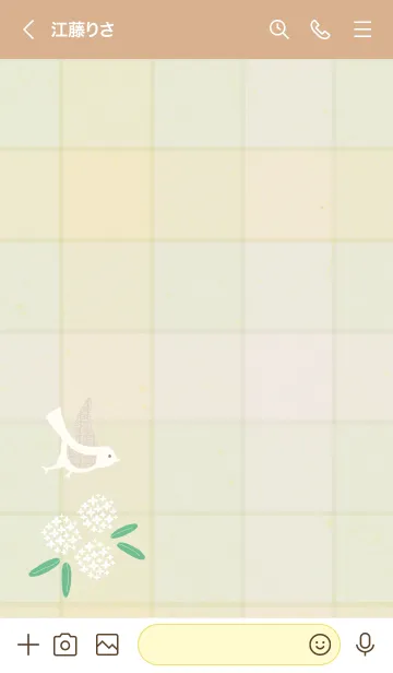 [LINE着せ替え] チェック柄 鳥と花26の画像2