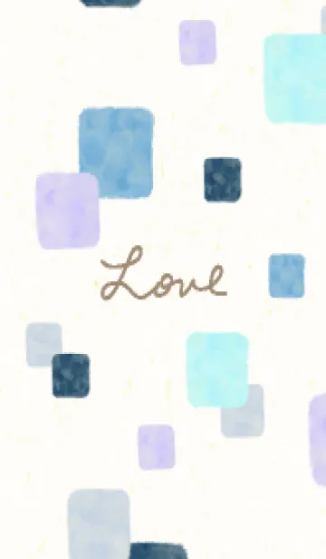 [LINE着せ替え] 水彩 四角 ブルー2の画像1