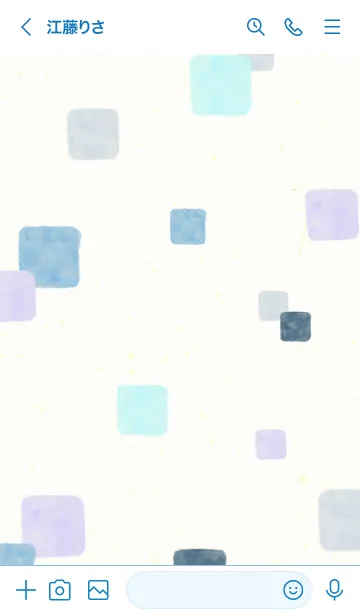 [LINE着せ替え] 水彩 四角 ブルー2の画像2