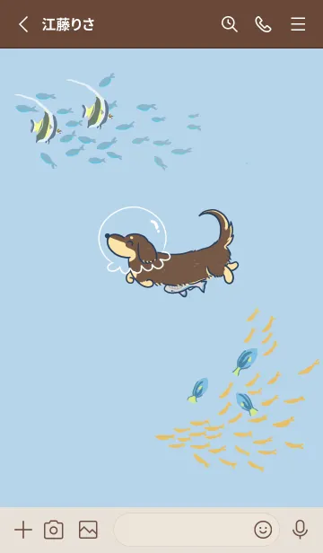 [LINE着せ替え] Dachshund is in the sea(chocolate)の画像2