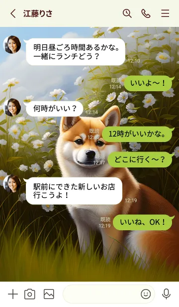 [LINE着せ替え] かわいい柴犬がお散歩中！の画像3