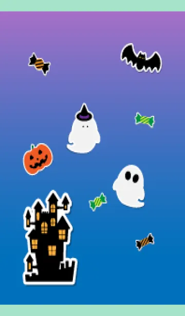 [LINE着せ替え] お化けの夜 青緑の画像1