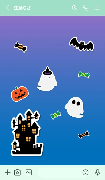 [LINE着せ替え] お化けの夜 青緑の画像2