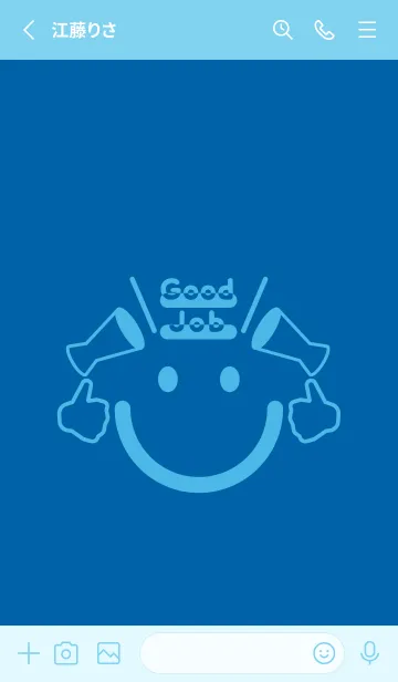 [LINE着せ替え] スマイル＆グッジョブ シアンブルーの画像2