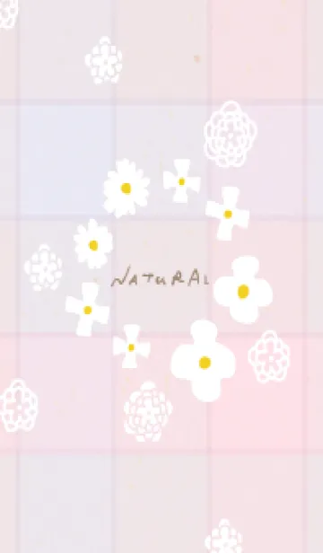 [LINE着せ替え] 白い花 チェック柄10の画像1