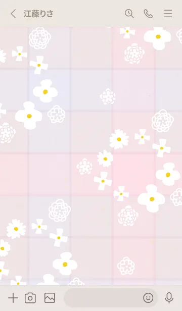 [LINE着せ替え] 白い花 チェック柄10の画像2