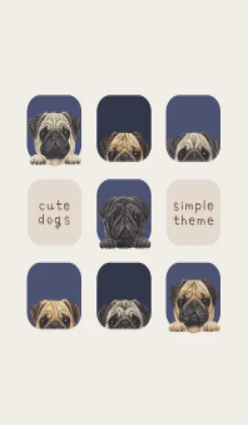 DOGS - パグ - 紺色のLINE着せ替え
