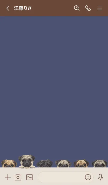 [LINE着せ替え] DOGS - パグ - 紺色の画像2